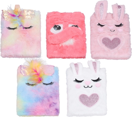 Plüüsist jooneline päevik 15x21 cm