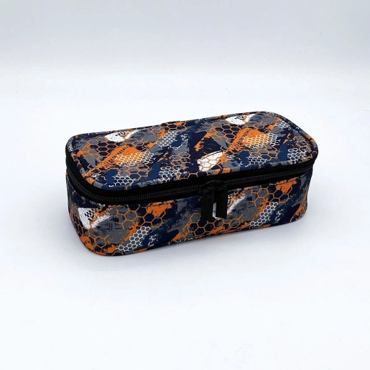 School pencil case with flap CONCORDE Abstract, orange