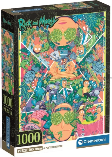 CLEMENTONI Puzzle Rick and Morty – Psychedelic Collage, 1000 Pieces