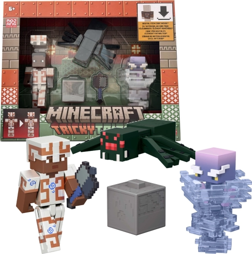 Mattel Minecraft Tricky Trials set of 3 figures and accessories with a digital code