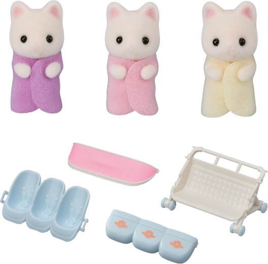Sylvanian Families Flower Cat Triplets with Stroller