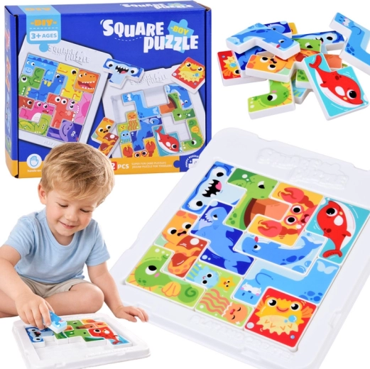 Tetris Logic Puzzle – Sea Animals, 12 Pieces
