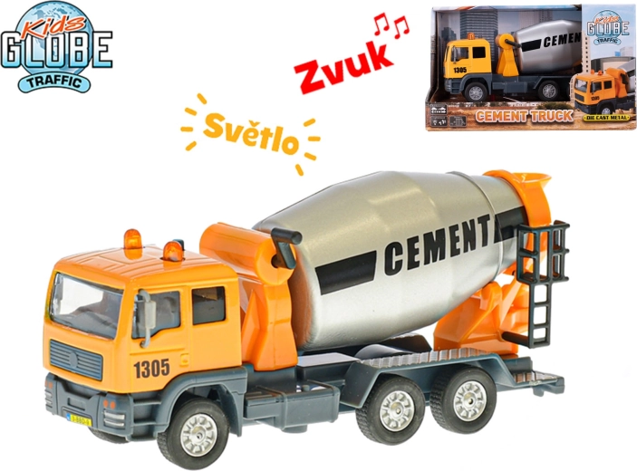 Kids Globe Traffic metal concrete mixer with light and sound, 15.5 cm