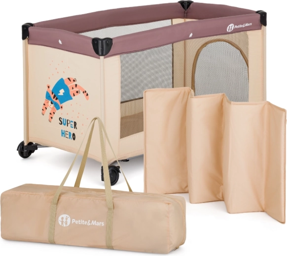 Petite&Mars travel cot Koot tiger super hero