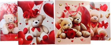 Gift bag with teddy bears and hearts motif