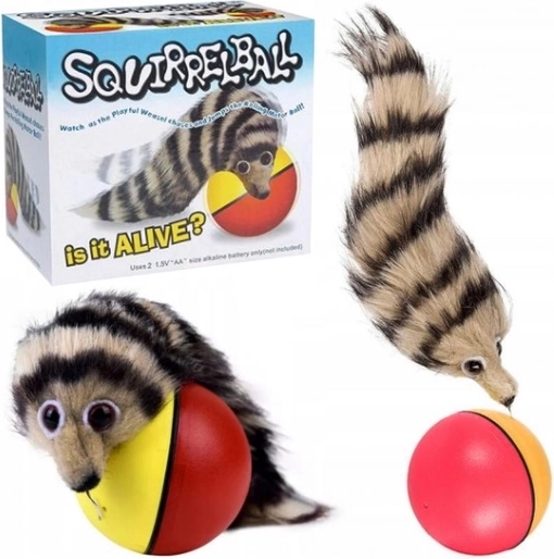 Interactive battery-powered ball with squirrel