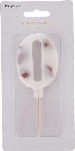 Lilletortide küünal lillekujuline numbriga 0, valge, 8 cm