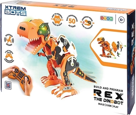 Xtrem Bots robot-dinosaurus Rex kaugjuhtimisega (STEM ehituskomplekt)