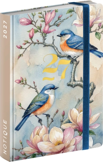 Notique nädalane käekoti märkmik Lindude motiiv 2027 (9,8 × 14,5 cm)