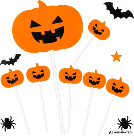 Halloweeni kõrvitsamotiiviga muffinikaunistused, 5 tk