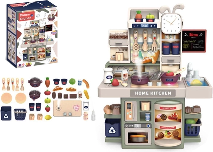 Children's kitchen with steam, light and accessories, 42 cm