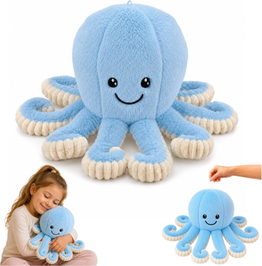 Plush octopus with springy tentacles, blue, 50 cm - 1 piece
