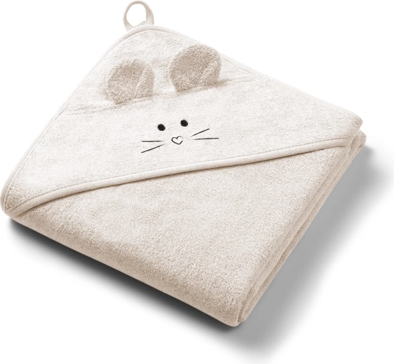 Babyono bambusrätik kapuutsiga super soft light beige 100 × 100 cm