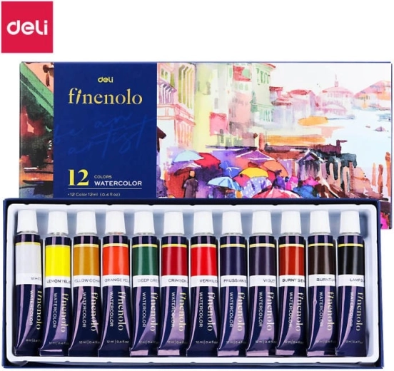 Watercolor paints in tubes – set of 12 pcs