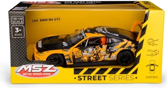 MSZ BMW M4 GT3 with WASA kollane mudelauto mõõtkavas 1:24