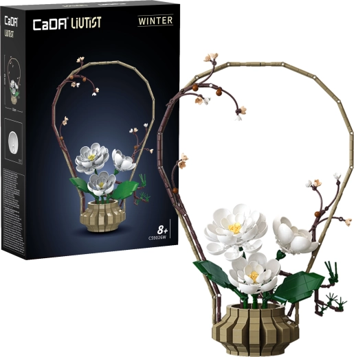 CaDA Floral Art Winter Silence ehituskomplekt – lilledekoratsioon 49,6 cm, 1001 detaili