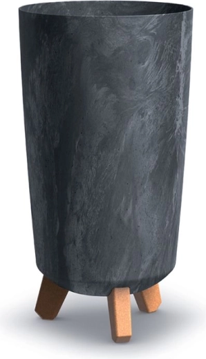 Jalgadel lillepott betoonefektiga, antratsiit, 19,5 cm