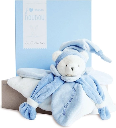 Kinkekomplekt Doudou – plüüsist kaisutekk sinine karuke 24 cm