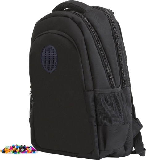 PIXIE CREW student backpack black with small panel