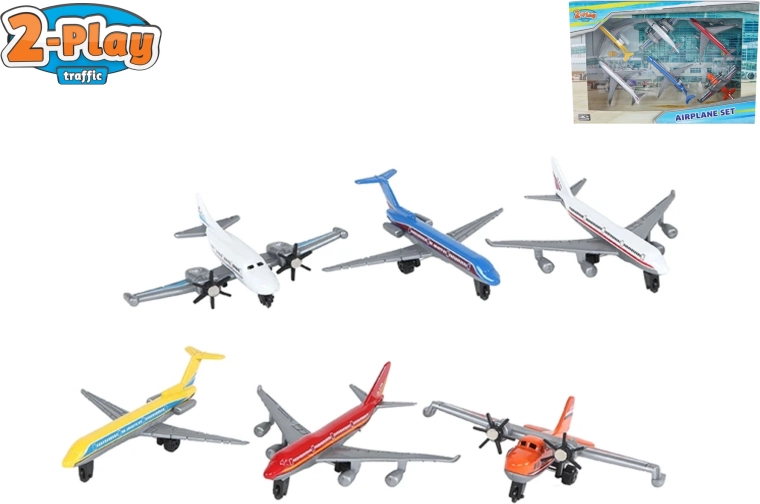 2‑Play Traffic reisilennukite mudelite komplekt – 6 tk