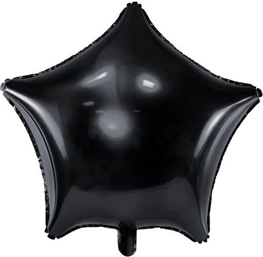 Tähekujuline fooliumõhupall, must 48 cm