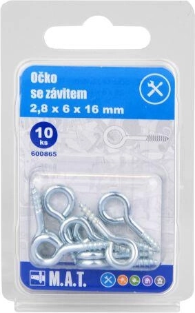 Closed eye with thread 16 × 6 × 2.8 mm, zinc (10 pcs)