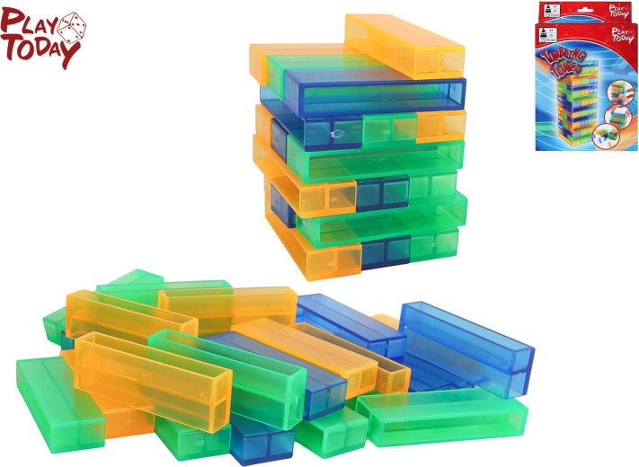 Play Today Stacking Tower – family balance game with transparent blocks
