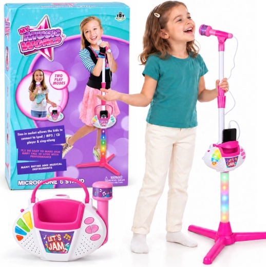 Children's microphone on a stand with a music panel
