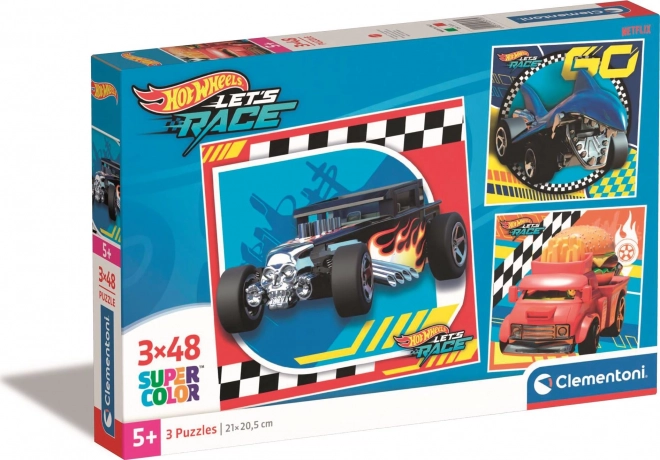 Pusle 3×48 tükki HOT WHEELS – Clementoni ruudukujuliste puslede komplekt