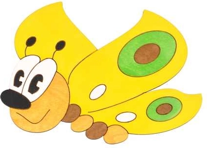 Keskmine kollane puidust liblikakaunistus