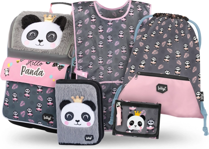 Koolikomplekt BAAGL Zippy Panda – koolikott, pinal, vahetusjalanõude kott, põll ja kaelarahakott