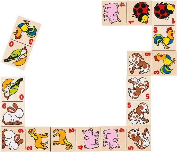 GOKI DOMINO Farm Animals in a Wooden Box