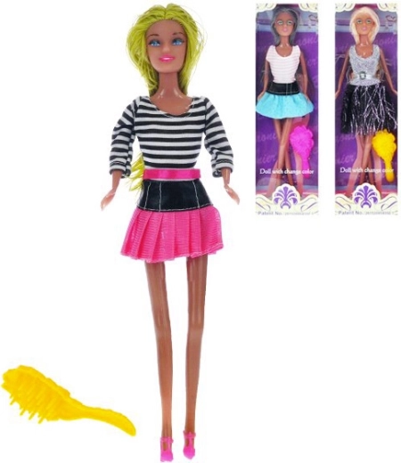 Color-changing articulated doll 29 cm with comb in a box - 1 piece