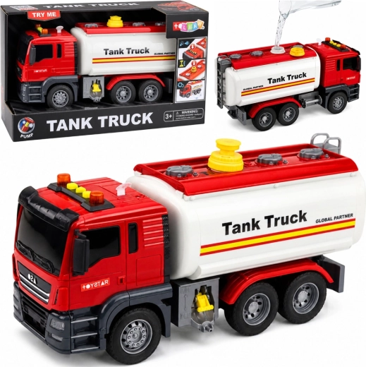 Mänguasi tsisterna Tank Truck veesüsteemi, tulede ja helidega – punane