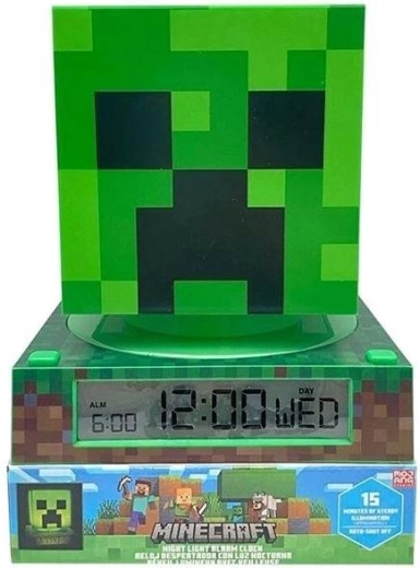 3D LED-lamp äratuskellaga Minecraft Creeper