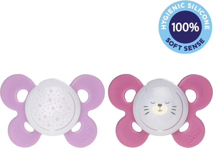 Chicco lutt Physio Comfort öine silikoonist 16–36 k, tüdruk, tähed ja karuke, 2 tk