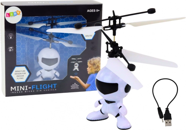 Lendav astronaut – käega juhitav mini-droon/helikopter, valge