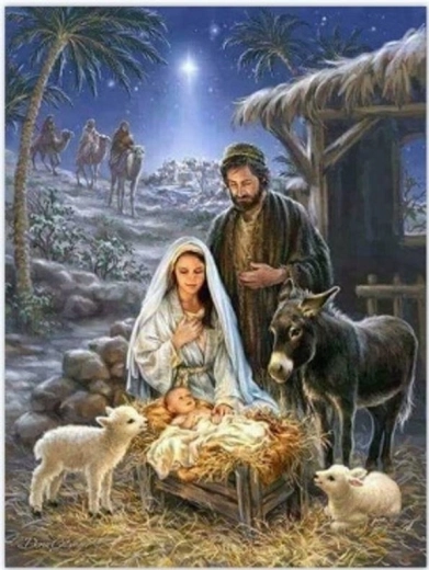 Teemantmaal „Jeesus sõimes” 30 × 40 cm