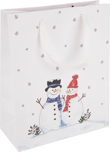 Paper gift bag with snowman design 26 × 12 × 32 cm