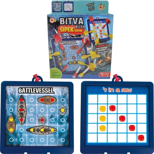 Studo Games Dart Battle – Double-Sided Magnetic Game: Connect 4 and Battleship