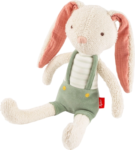 Sigikid first plush bunny in green dungarees 34 cm