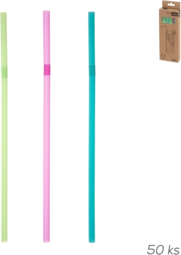 Reusable UH drinking straws with a flexible joint, assorted colors (50 pcs, 21 cm)