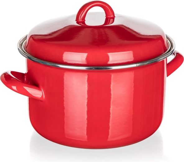 Enamel pot with lid 20 cm 3.4 l red MILTON