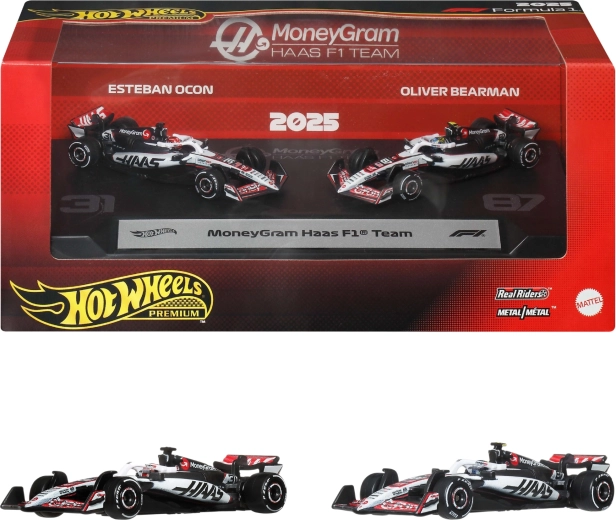 Hot Wheels Premium Formula 1 MoneyGram Haas komplekt 2 metallist F1 mudelist: Ocon ja Bearman
