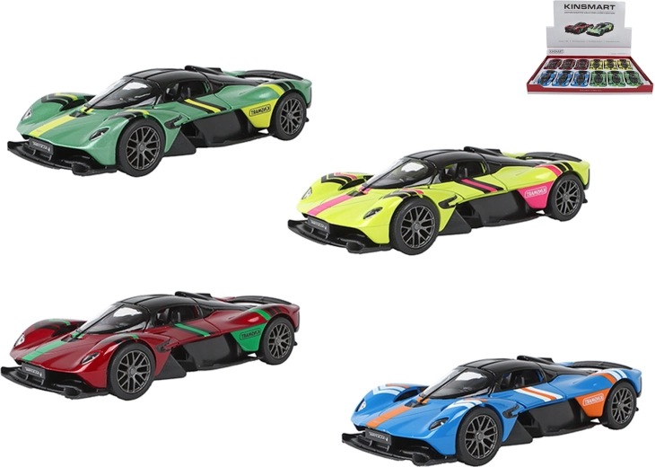 Kinsmart Aston Martin Valkyrie Livery Edition metallmudel mõõtkavas 1:36 tagasitõmbemehhanismiga