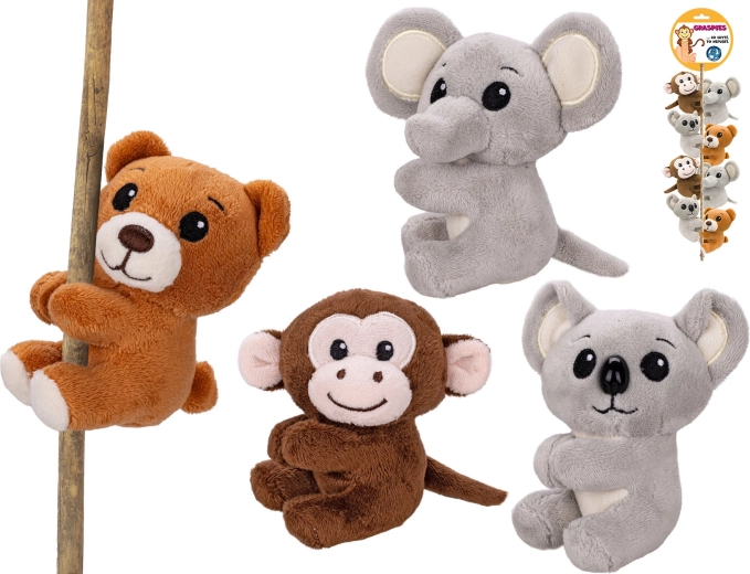 Plush safari animal with clip 8 cm