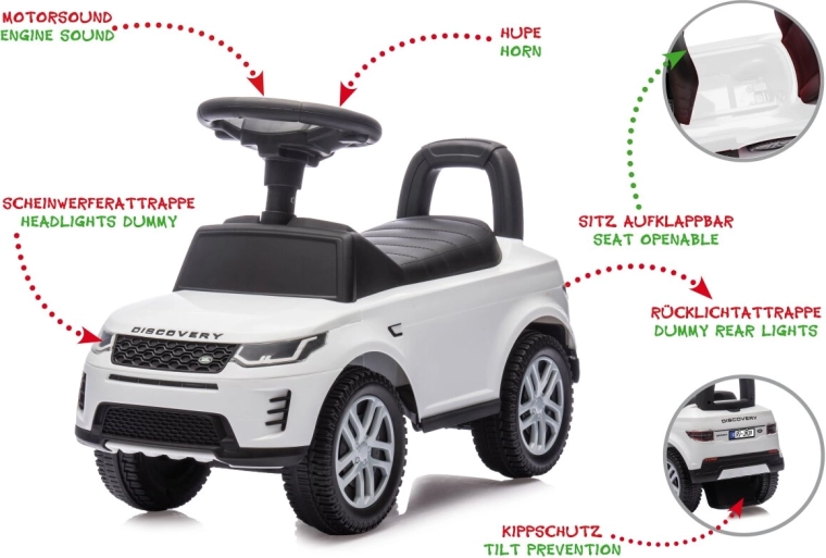 Land Rover Discovery 2 ühes valge sõidutõukeratas ja käimistugi