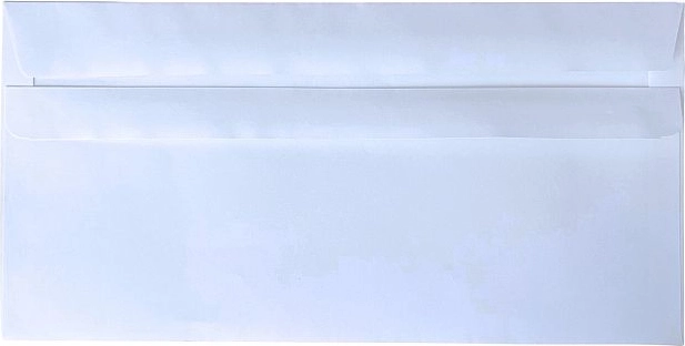 DL-formaadis iseliimuv ümbrik ilma aknata, valged paberümbrikud 110 × 220 mm (50 tk)