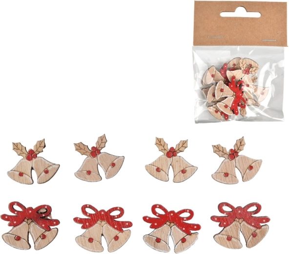 Puidust dekoratiivsed kellukesed beežid 3,5 cm (8 tk)