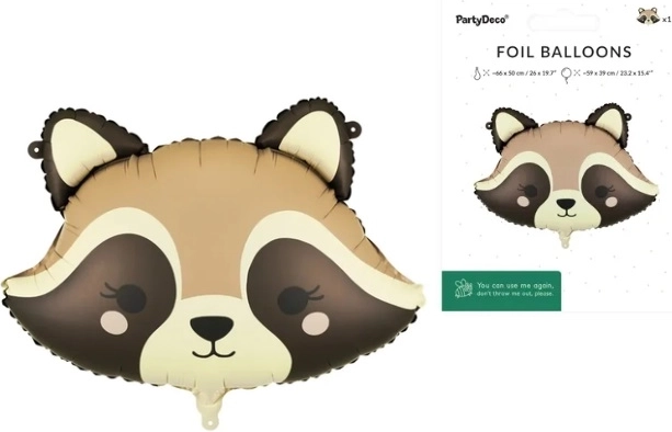 Foil raccoon balloon 59 × 39 cm (mix)